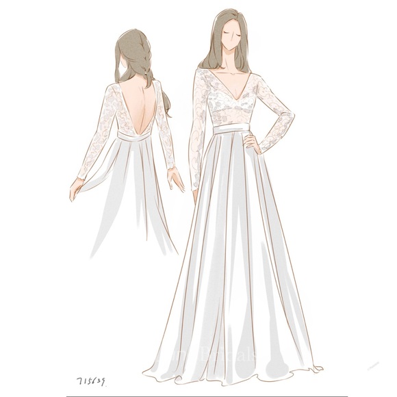 👰🏻♀️Boho V-neck A-line Long Sleeve Lace V-Back Wedding Dress👰🏻♀️NWT~4 - Picture 2 of 16